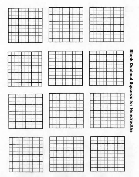 Decimal Hundredths Grid Worksheets